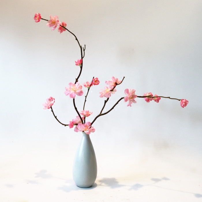 新中式花艺摆件_新中式花艺仿真花绢花艺术插花古典桃花禅意摆件茶室