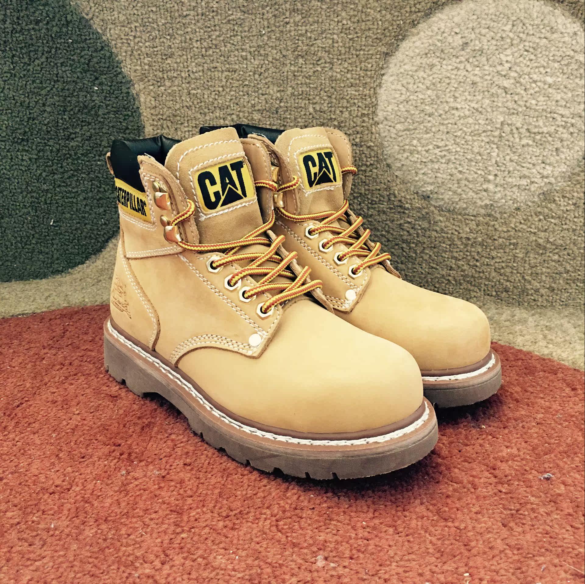 一折cat靴子 男_cat经典款大黄靴子男女情侣鞋高帮户外休闲鞋子水晶底