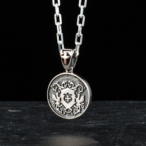 日本代购lord camelot男款英伦圆形徽记吊牌吊坠时尚项链