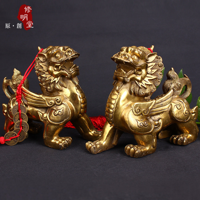修明堂 开光纯铜貔貅招财聚财阵摆件 旺运招财守财元宝貔貅阵摆件