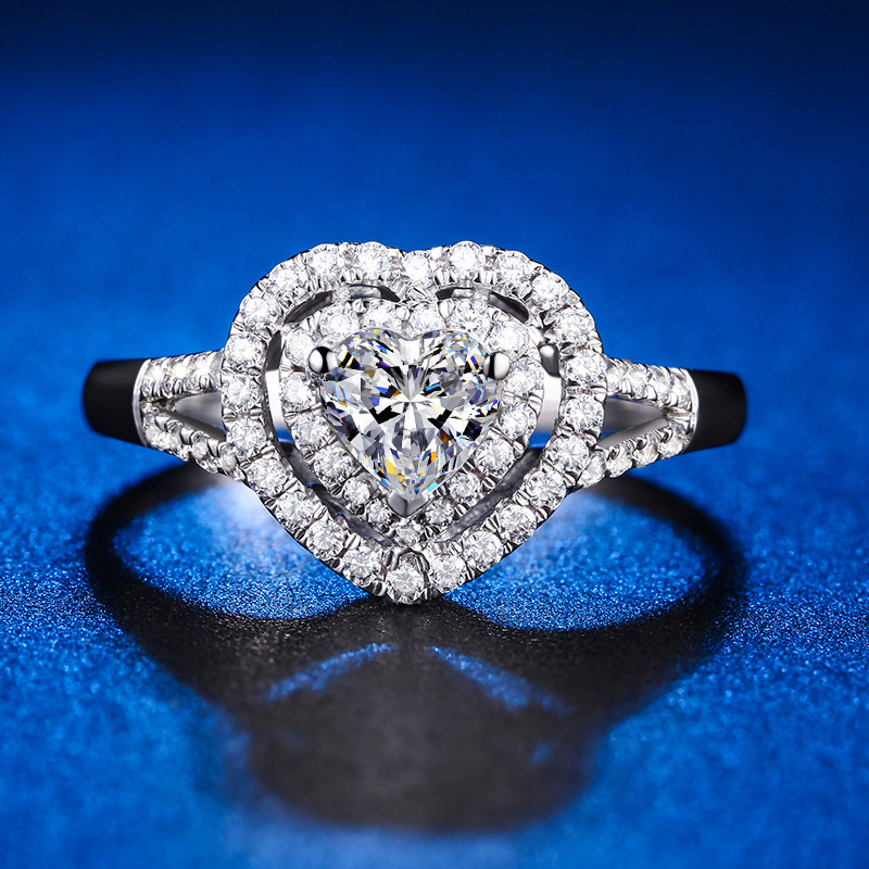 囍乐福 优雅18k金钻石女戒 gia证书1克拉h vs心形唯美