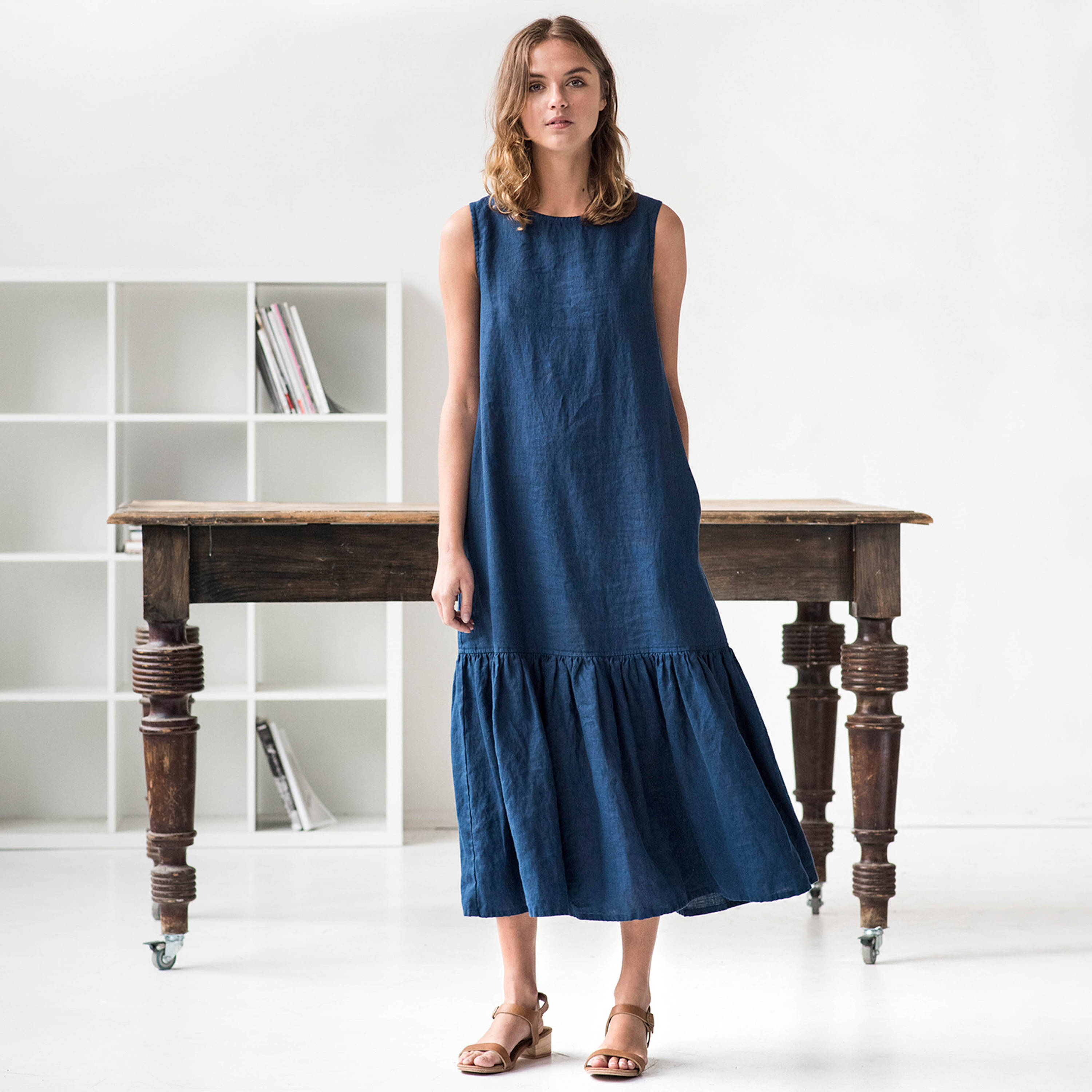 一折连衣群韩版_春装连衣裙2018新款亚麻女士裙子无袖韩版显瘦大码