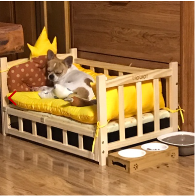 狗床木质_包邮】实木宠物床狗床猫床木头狗床动物睡床木质原木狗窝狗