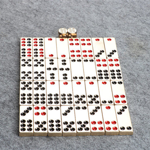 纯铜家用手搓广东牌九大号骨牌天九顶牛桌面游