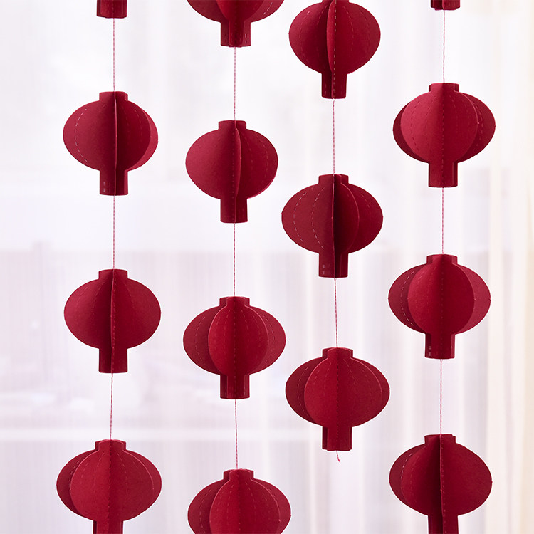 纸灯笼挂饰件结婚礼用品大红灯笼开业装饰场景布置新年喜字纸拉花