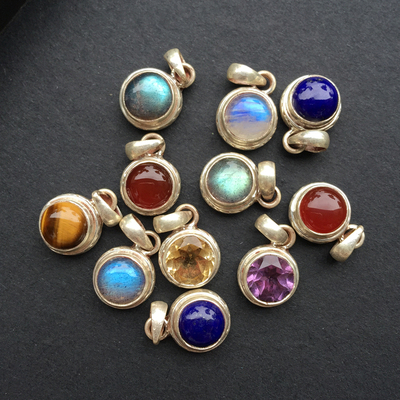 ninisn 星球款925银包边简单款迷你小吊坠 锁骨链挂坠 月光石青金