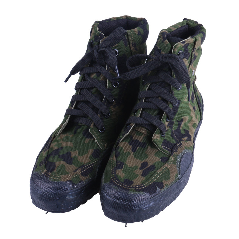 百年军工胶鞋正品3537高帮作训鞋迷彩解放胶鞋防滑户外登山鞋军鞋