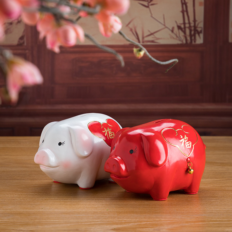 摆件 创意 礼物_招财红福猪储蓄罐个性创意居家开业生日礼品风水摆件