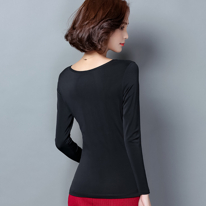 绒加厚网纱打底衫女长袖2018秋冬保暖内衣百