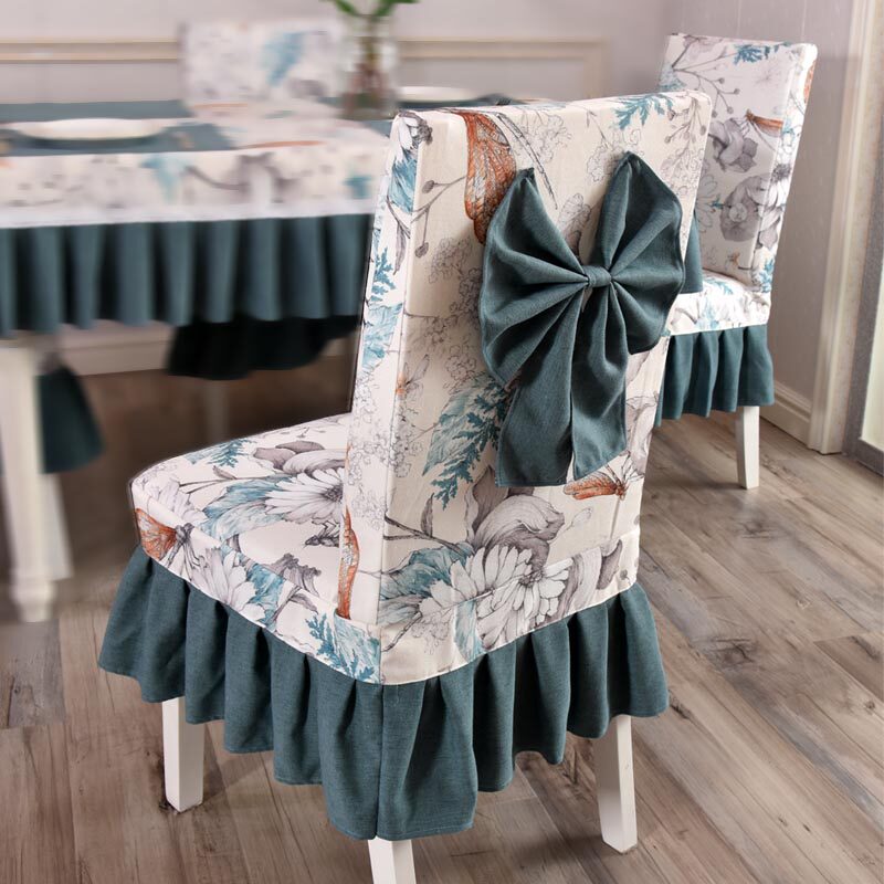 热销餐桌椅子套罩_田园棉麻小清新椅子套连体餐椅套座椅套餐桌家用
