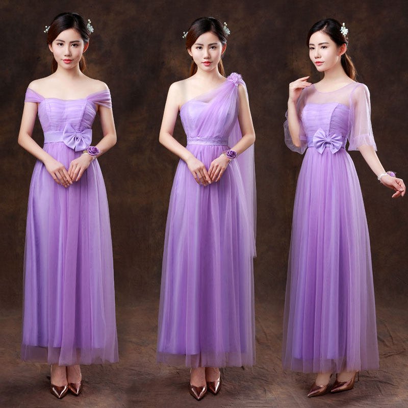 一折伴娘服长款2017新款