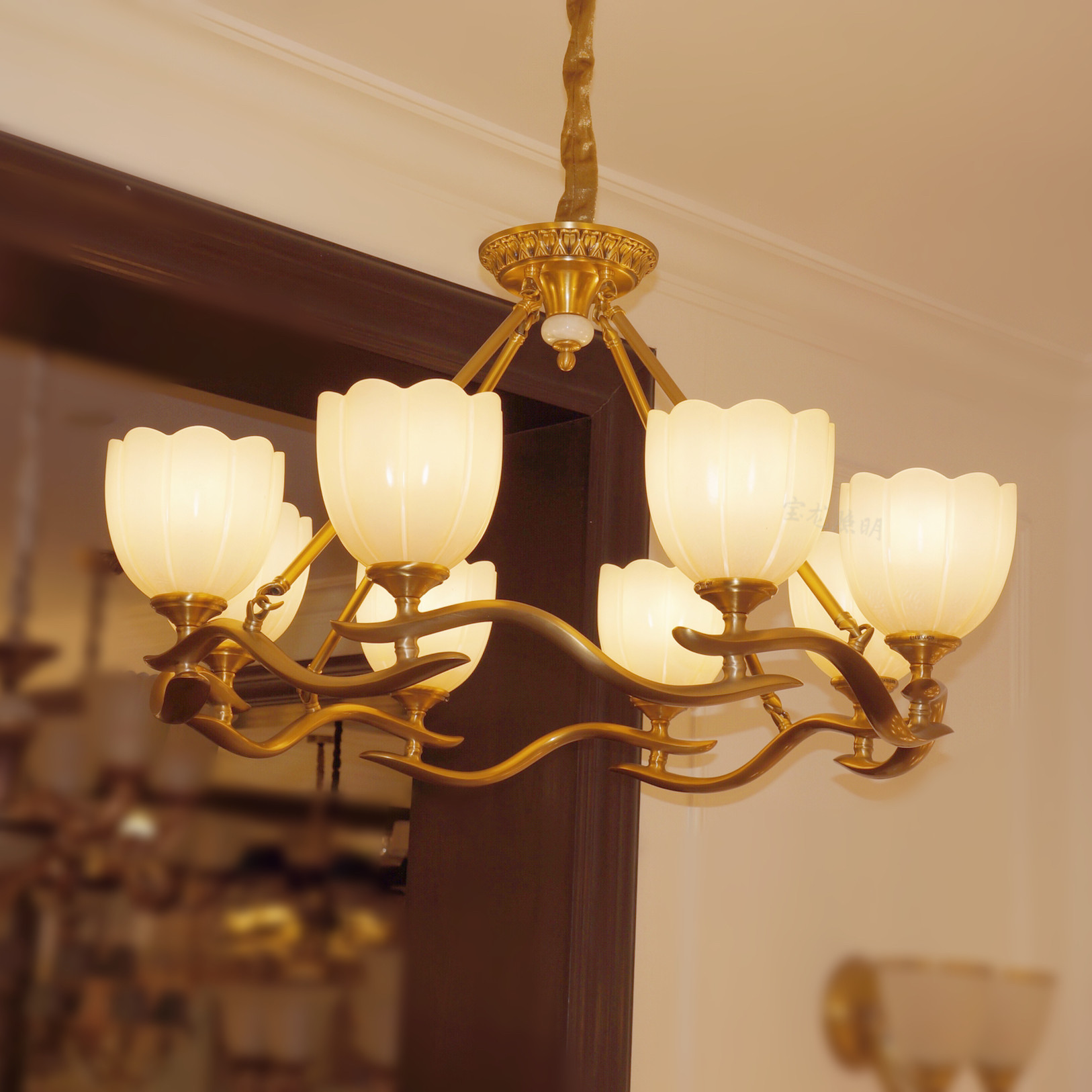 创意个性设计师的灯黄铜美式客厅吊灯简欧房间轻奢简易全铜卧室灯