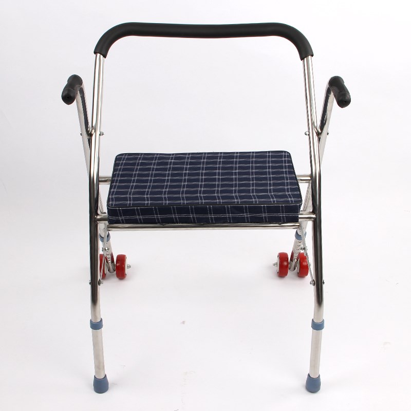 带座凳子助行器老人轻便折叠多功能半身学步车家用盲人布面安稳康