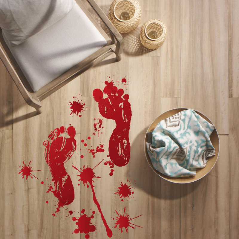 原始风恐怖血脚印墙贴sk31005