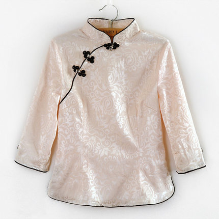 汉元素服装新款民族风女装盘扣旗袍上衣立领古装唐装茶人服衬衫_不