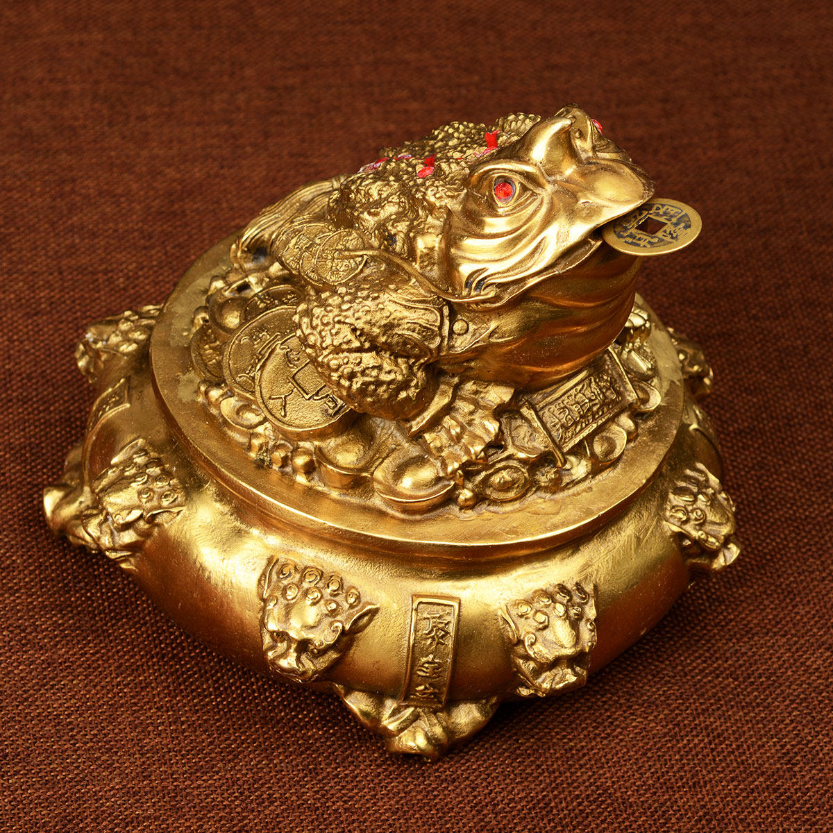 其他礼品_金蟾三脚蟾蜍大号金蝉风水摆件聚宝盆礼品 铜开光纯风水阁