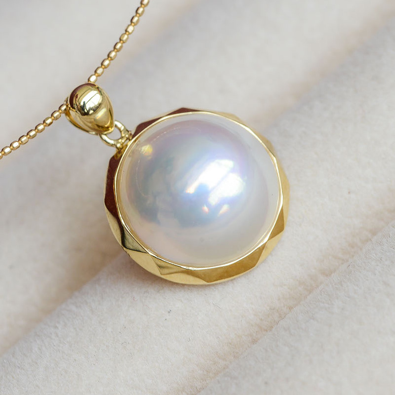 珍珠单吊坠项链s925纯银气质单颗天然贝珠项坠子韩国女饰品不含链