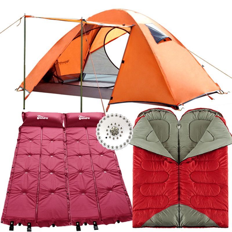 露营帐篷 双层户外野营帐篷睡袋充气防潮垫子双人露营套餐套装 - 360
