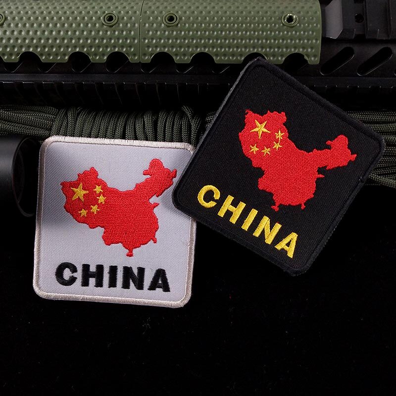 热销国旗魔术贴_刺绣魔术贴中国国旗个性衣服战术臂章贴标五星红旗布