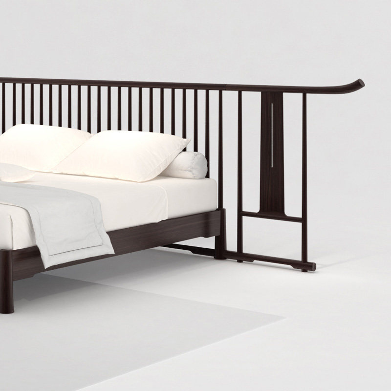 【东方后】c01 官帽床 新中式实木双人床 现代简约主卧1.5米1.8米