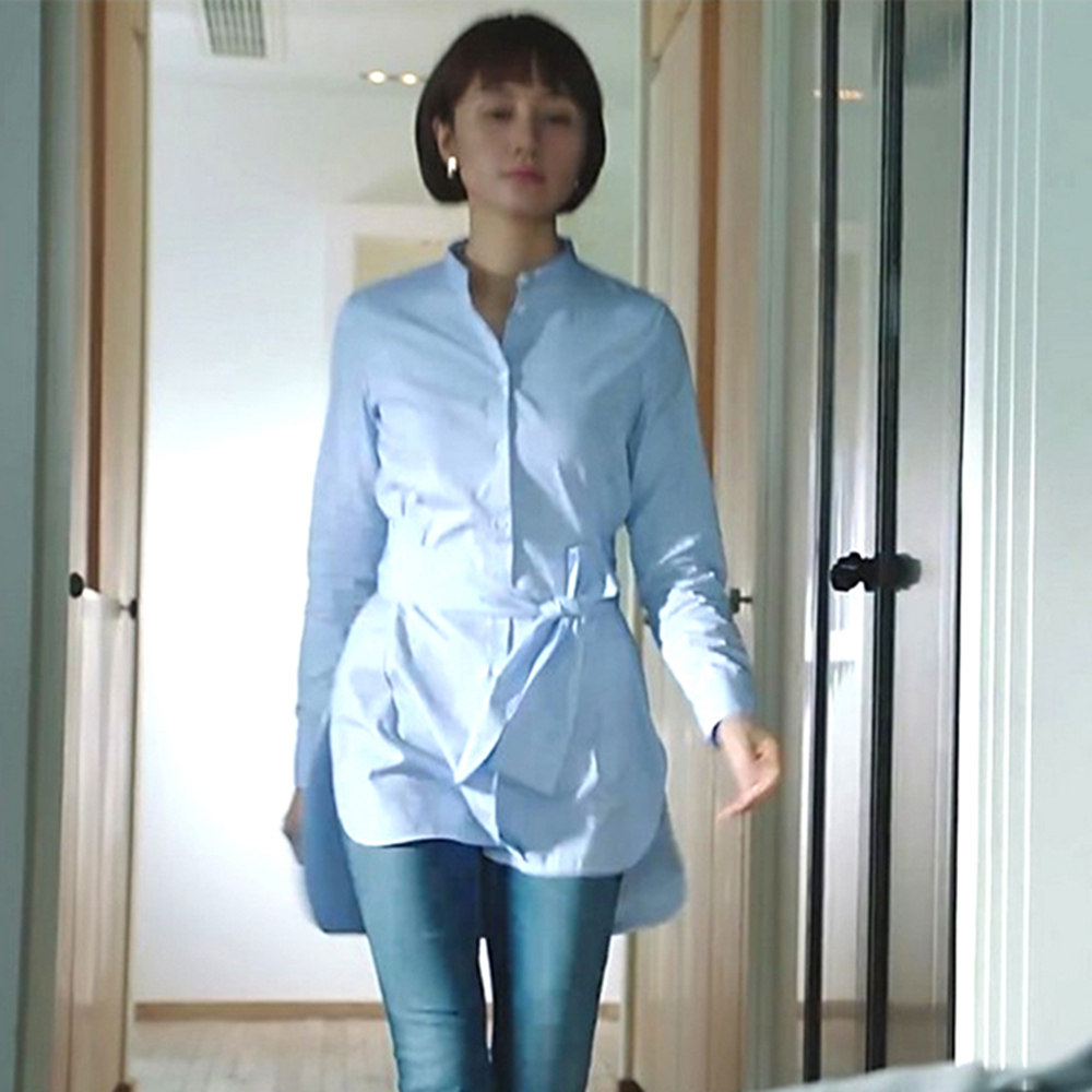 衣衫伴水新款_我的前半生袁泉唐晶明星同款衬衣衫港风女开叉职业装中