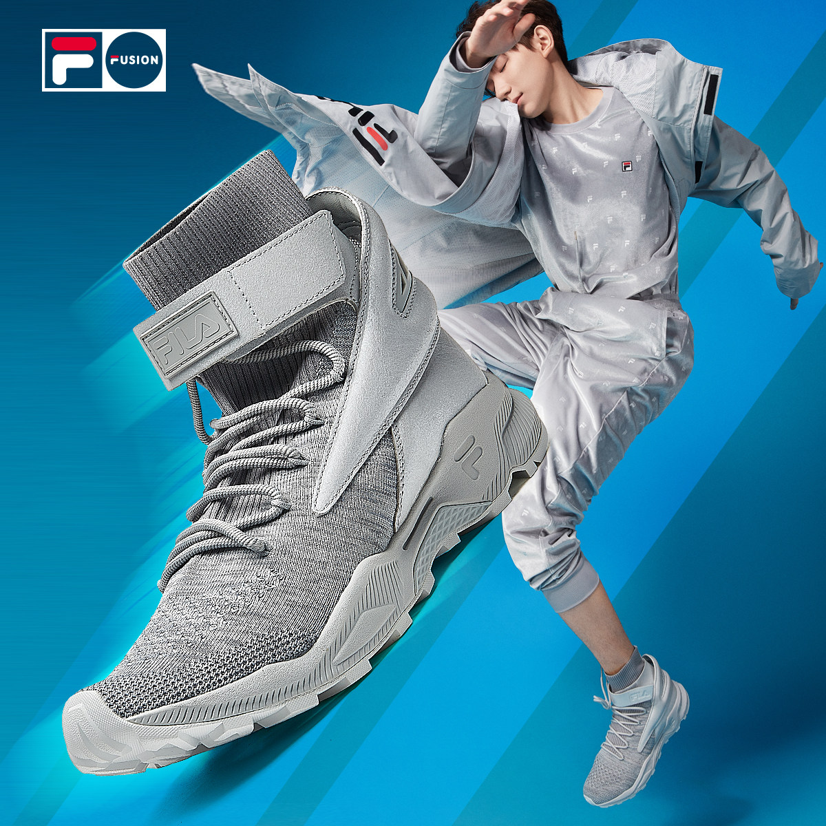 特价fila男鞋_fila fusion斐乐潮牌王源同款跨界男鞋2018冬季新品跑鞋