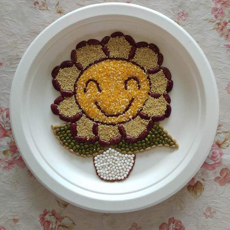 益智儿童手工diy制作黏贴画暖场活动材料包五谷杂粮画向日葵盘子