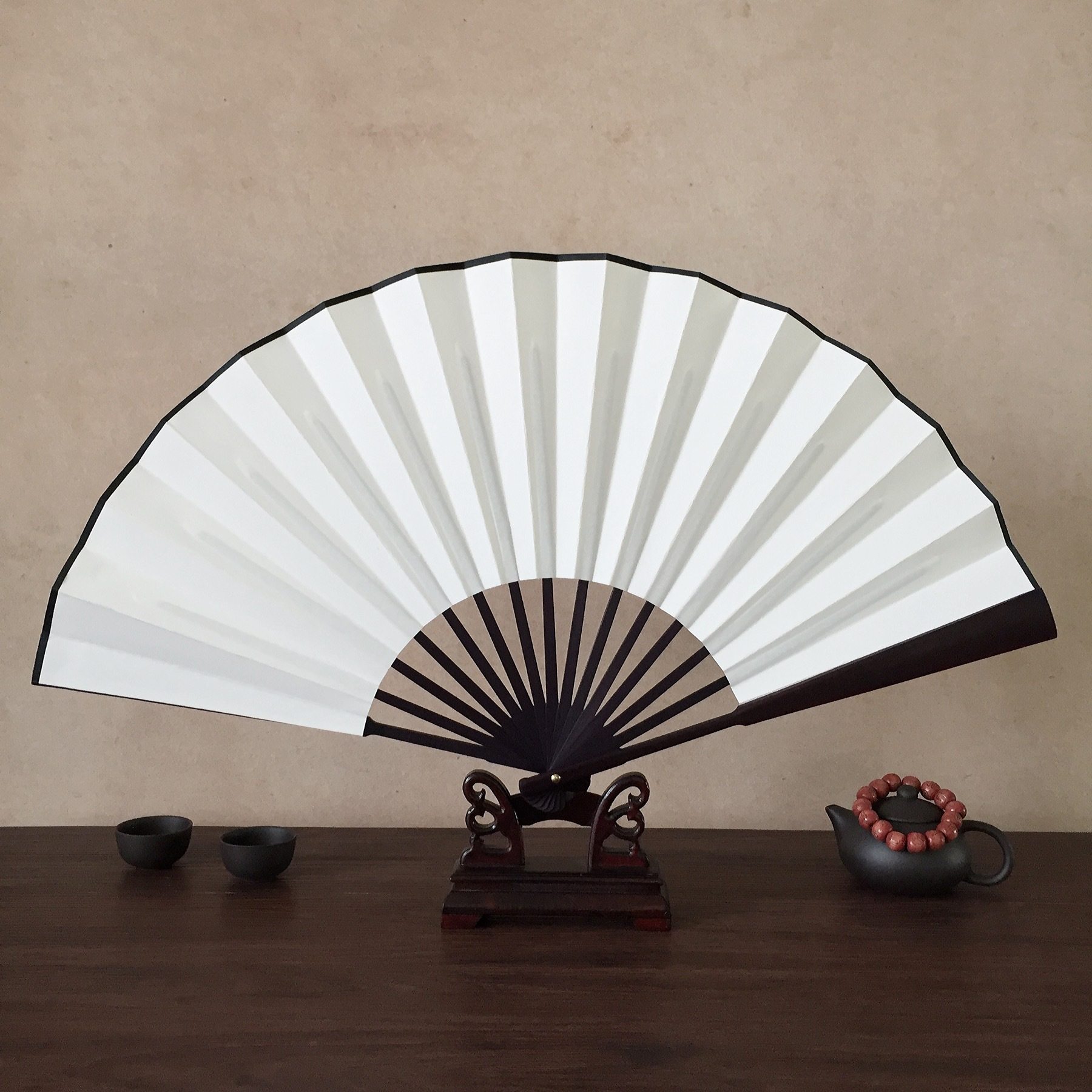 中国风空白扇子宣纸扇面折扇diy男女国画写字纸扇绘画书法扇绢布