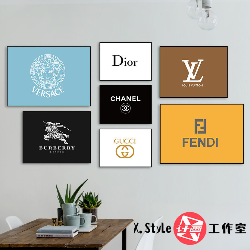 热销装饰画无框画_简约大牌奢侈品logo标志服装店北欧工业风装饰无框