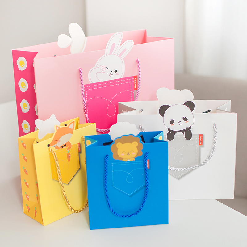 卡通纯色礼品袋创意简约手提袋纸袋礼盒袋子礼物生日节日婚庆糖袋