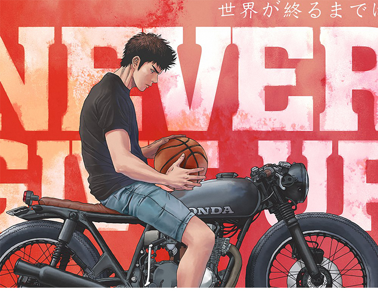 原创bf三井寿机车灌篮高手动漫插画印花短袖圆领男青年纯棉t恤