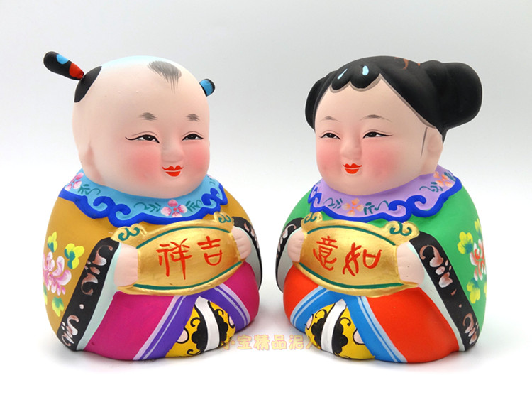 无锡惠山泥人精品吉祥如意大阿福特色中国风大师送长辈领导老外