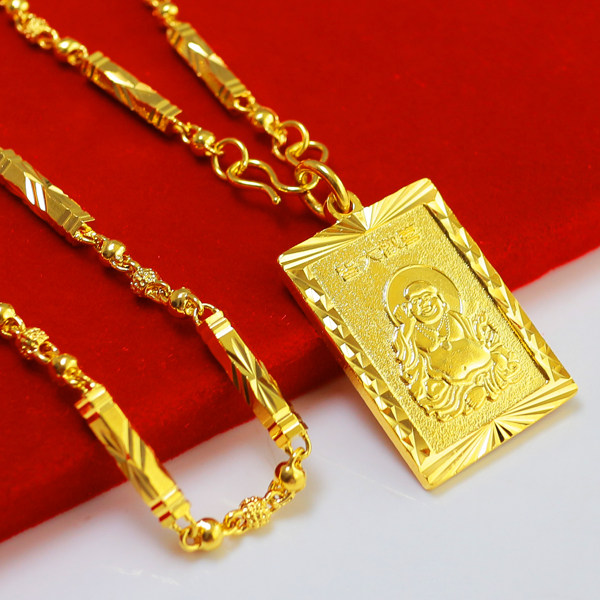 金饰品男 999足金_久不掉色 黄金吊坠男女款佛牌镀金999足金仿真首饰