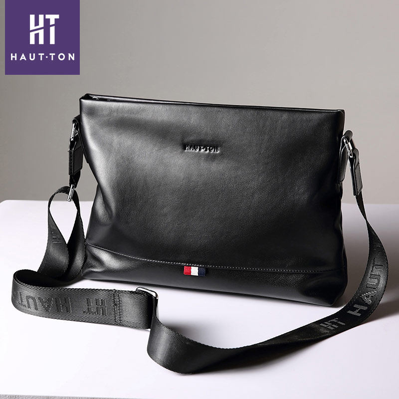 特价男包单肩包 商务_皓顿真皮男包单肩包男士包包头层牛皮斜挎包横款