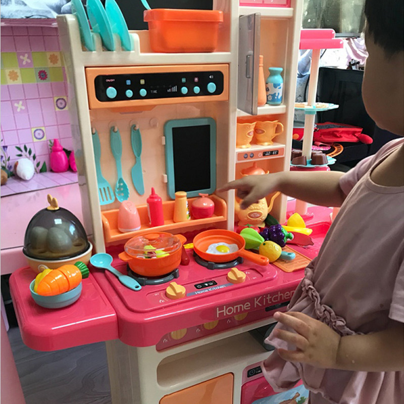 贝比谷喷雾厨房玩具仿真煮饭过家家儿童套装蒸蛋器切水果音乐故事