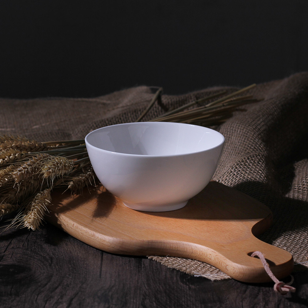 骨瓷碗 米饭碗 纯白色_5英寸奥碗 圆形碗米饭碗大碗粥碗纯白色木西