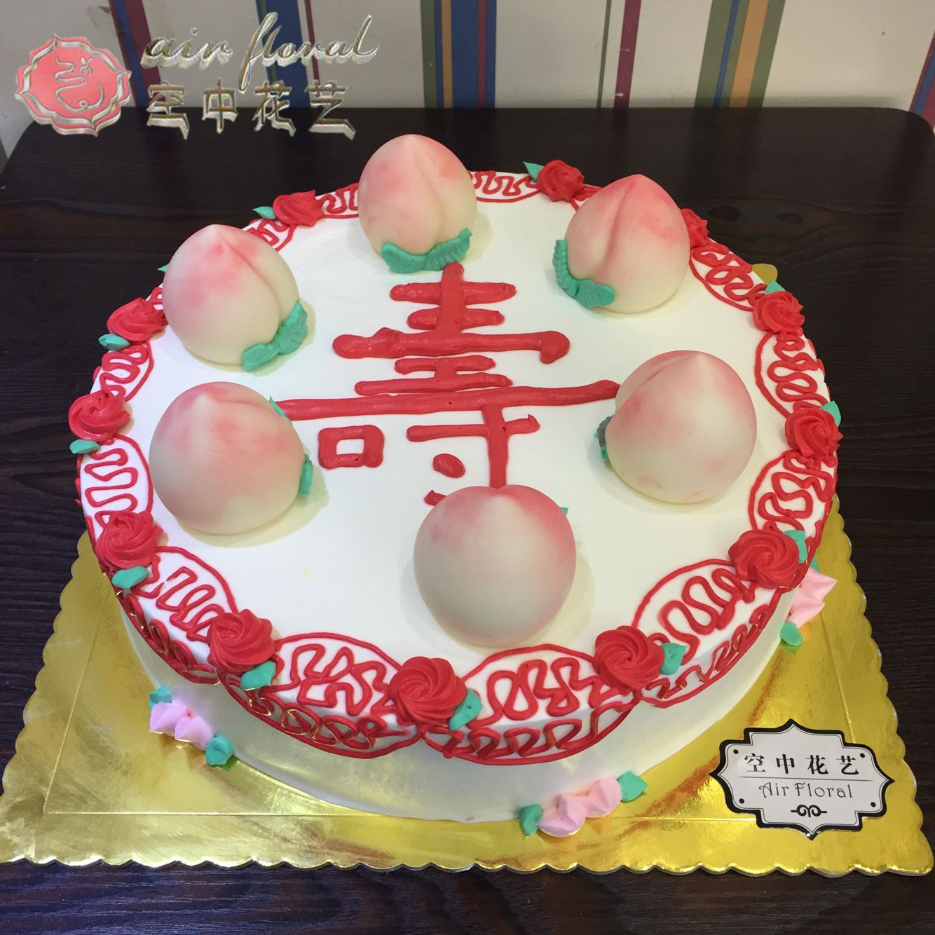 双层祝寿大寿桃生日水果仿真蛋糕模型 精美塑胶贺寿展示蛋糕样品