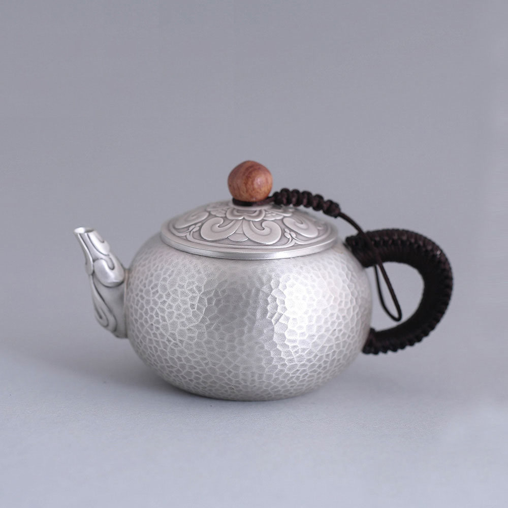 99足银纯手工银壶纯银茶壶纯银功夫茶壶泡茶壶 茶杯茶具 清遥
