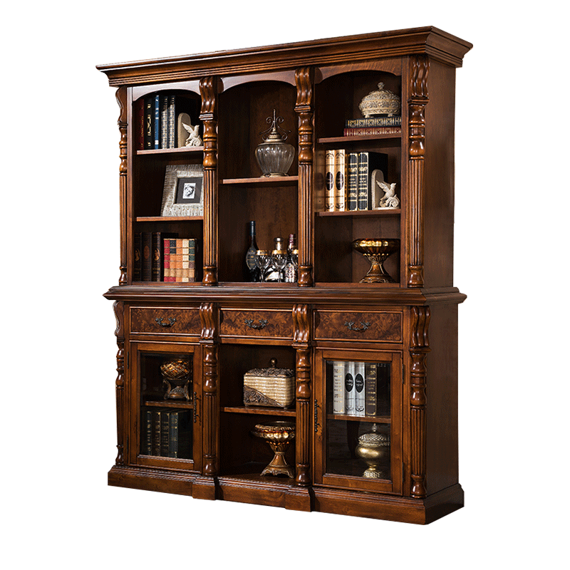 卫诗理家具 on美式书房实木雕花书柜 欧式复古