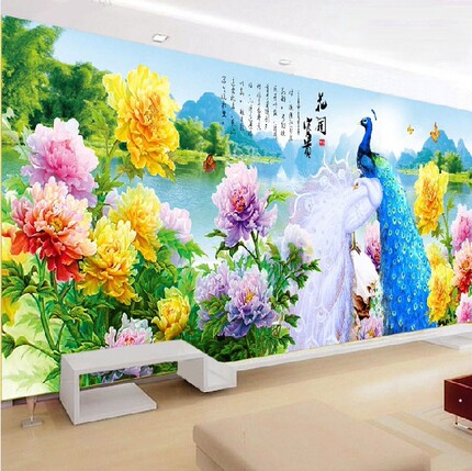 皇家ks印花十字绣客厅风景山水画迎客松大幅2米流水生财新款满绣_7折