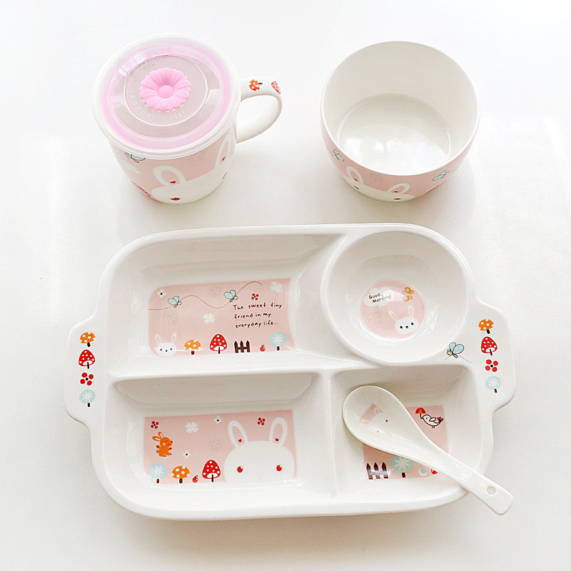 餐盘分格 学生_儿童餐具宝宝分格卡通餐盘陶瓷快餐盘学生食堂饭菜盘