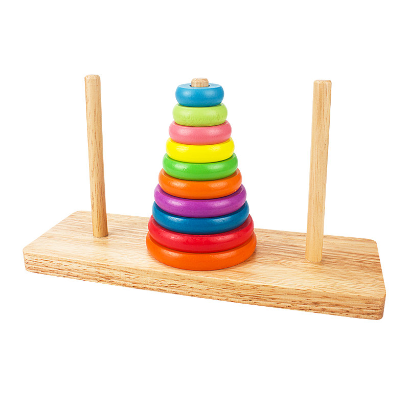 木制汉诺塔十层益智力游戏儿童通关玩具小学生逻辑思维训练河内塔