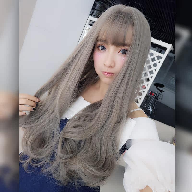 魅丝黛儿蓬松微波浪假发女长卷发大波浪圆脸自然逼真奶奶灰假发套