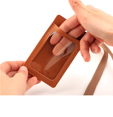 挂脖卡套可伸缩挂绳公交卡套门禁卡学生卡套皮质地铁卡一卡通透明