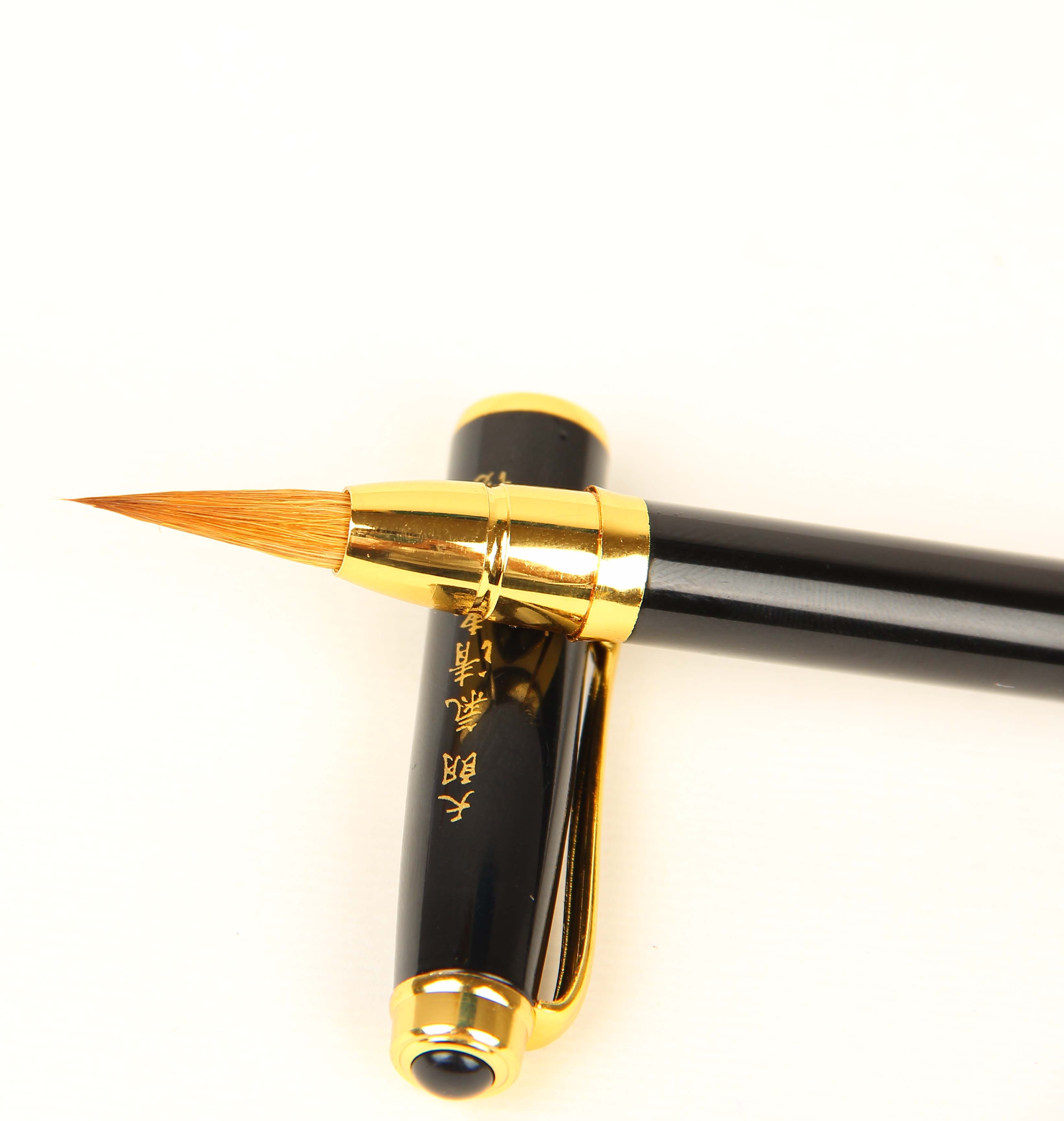 带按钮一代狼毫兼毫小楷钢笔式便携可控储墨自来水书法毛笔包邮-今日