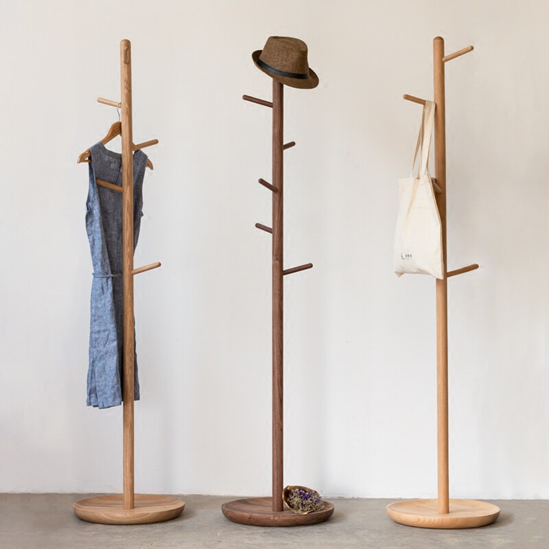 实木衣帽架树形北欧现代简约家用卧室落地挂衣服架子日式木质衣架