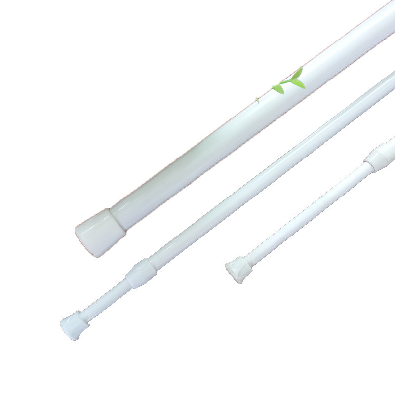 白烤漆弹簧弹力伸缩杆窗帘杆浴帘拉杆免打孔安装门帘半帘配件包邮