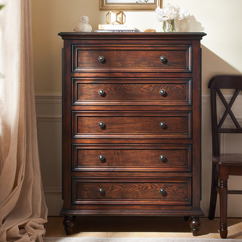 艺维度 美式五斗柜实木乡村卧室家具五斗橱欧式