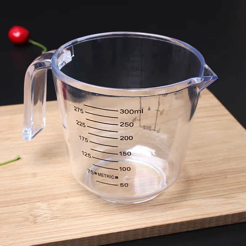 加厚塑料透明量杯带刻度烘焙计量杯盎司杯量筒容量杯子300ml