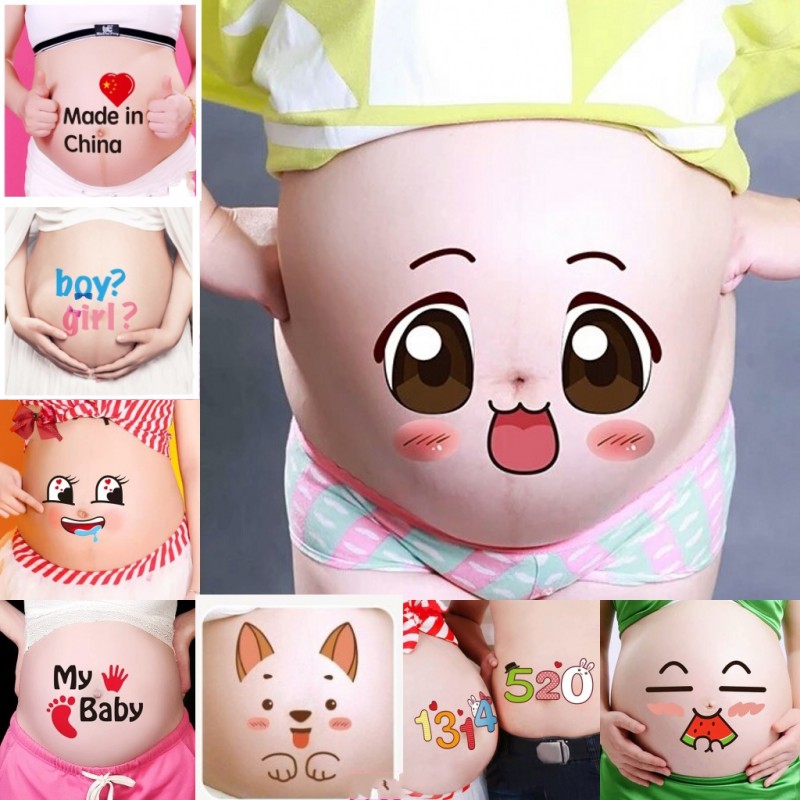 特价肚脐贴大肚子贴_孕妇肚皮贴纸大肚子贴肚脐贴可爱孕妇照片画怀孕
